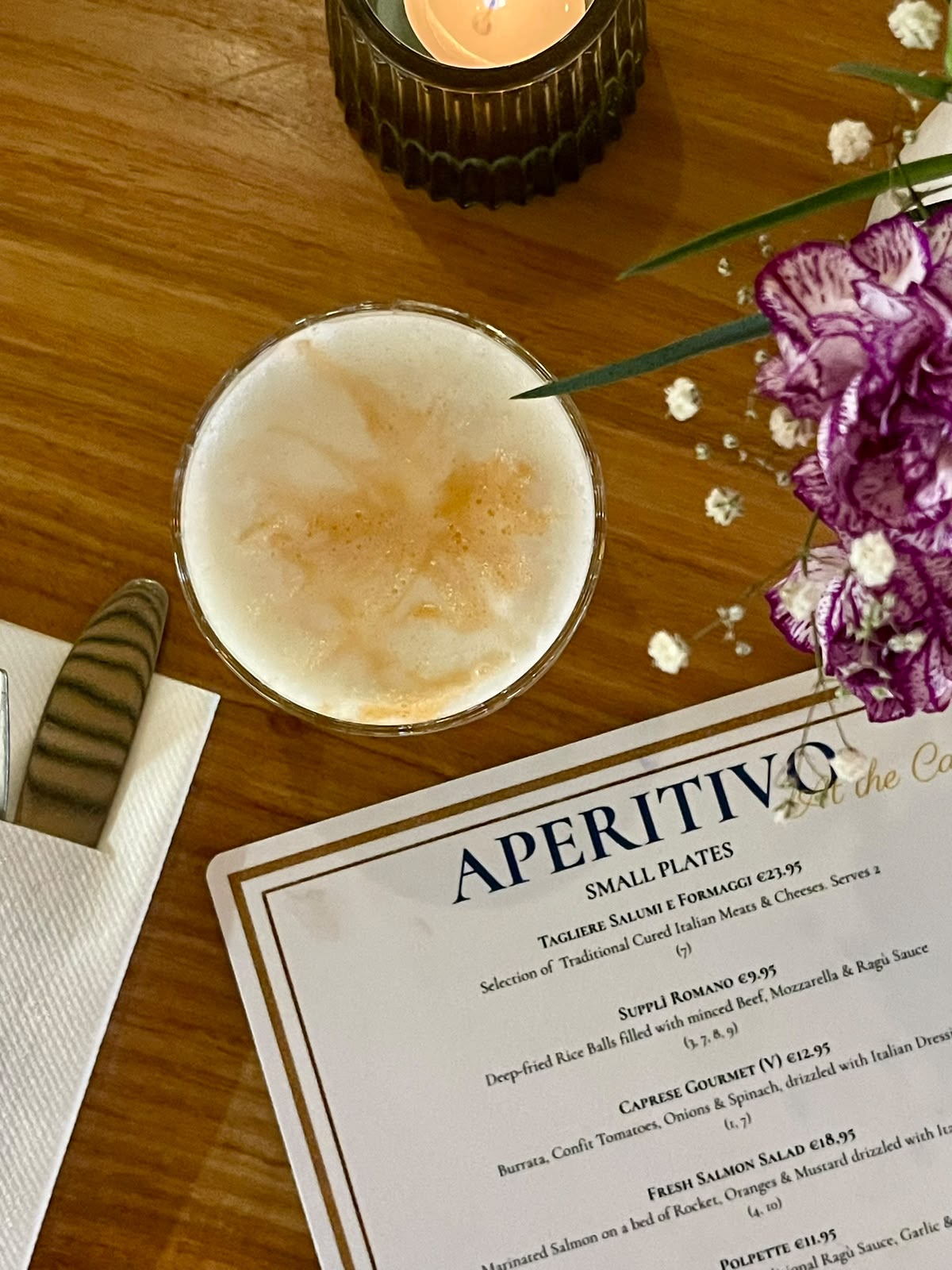 Candlelit cocktail with the Aperitivo small plates menu