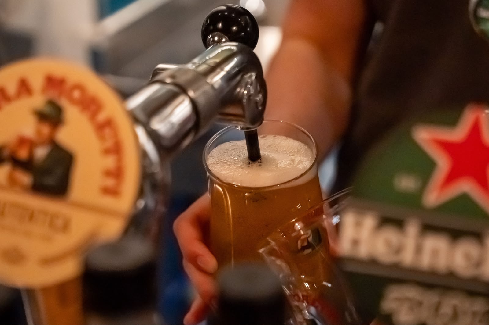Pouring a draft beer