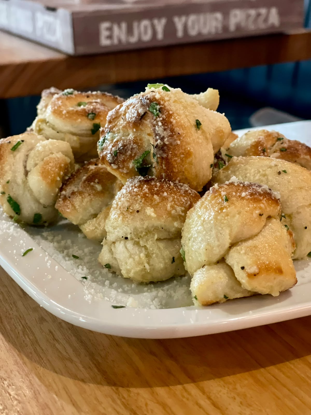 Garlic dough balls with pecorino
